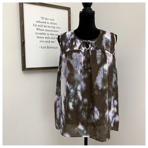 #145 Women’s Simply Vera Pintuck Chiffon Sleeveless Tank Blouse Shirt Top XL